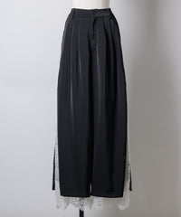 【予約】深スリットコンシール×レースデザインワイドパンツ