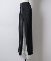 【予約】深スリットコンシール×レースデザインワイドパンツ