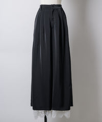 【予約】深スリットコンシール×レースデザインワイドパンツ