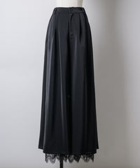 【予約】深スリットコンシール×レースデザインワイドパンツ