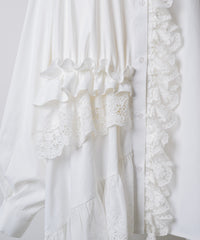 【予約10%OFF】【J1U by LA BELLE ETUDE】レトロレースアシメデザインシャツ