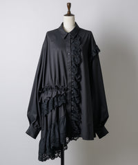 【予約10%OFF】【J1U by LA BELLE ETUDE】レトロレースアシメデザインシャツ