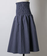 【GIUNON】shirring midi check skirt / シャーリングミディチェックスカート