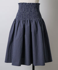 【GIUNON】shirring midi check skirt / シャーリングミディチェックスカート