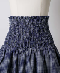 【GIUNON】shirring midi check skirt / シャーリングミディチェックスカート