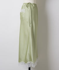 【GIUNON】satin lace long skirt / サテンレースロングスカート