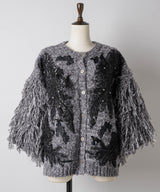【予約】【TEN by LA BELLE ETUDE】レース刺繍MIXモチーフ×ループフリンジニットカーディガン