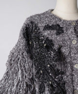 【予約】【TEN by LA BELLE ETUDE】レース刺繍MIXモチーフ×ループフリンジニットカーディガン