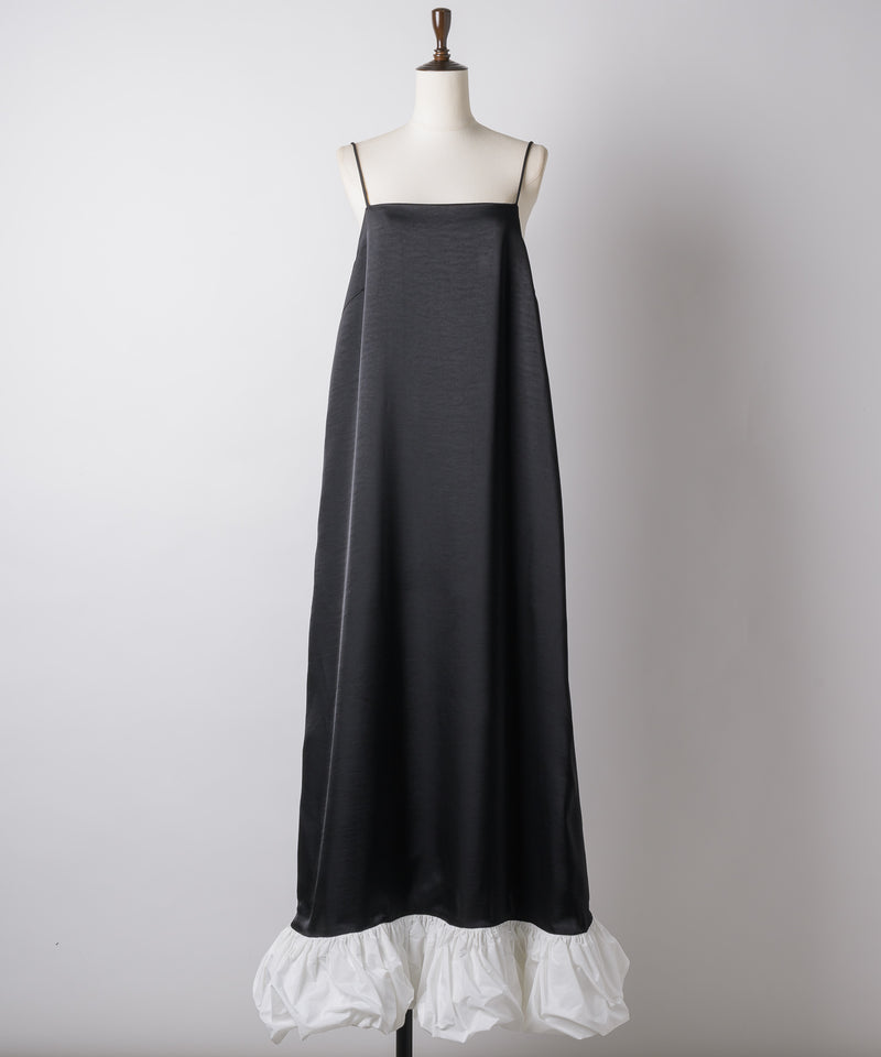 【yae】Ballon hem satin dress