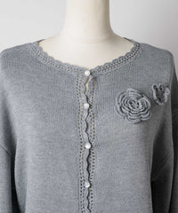 【GIUNON】flower knit cardigan / フラワーニットカーディガン