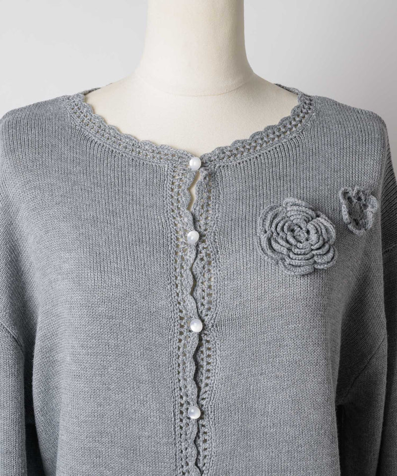GIUNON】flower knit cardigan / フラワーニットカーディガン – LA
