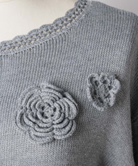 【GIUNON】flower knit cardigan / フラワーニットカーディガン