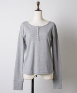 【GIUNON】henley neck scallop long-t / ヘンリーネックスカラップトップス