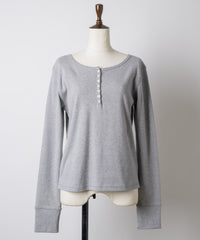 【GIUNON】henley neck scallop long-t / ヘンリーネックスカラップトップス