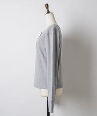 【GIUNON】henley neck scallop long-t / ヘンリーネックスカラップトップス