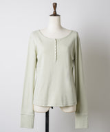 【GIUNON】henley neck scallop long-t / ヘンリーネックスカラップトップス