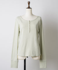【GIUNON】henley neck scallop long-t / ヘンリーネックスカラップトップス