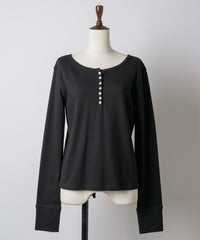 【GIUNON】henley neck scallop long-t / ヘンリーネックスカラップトップス