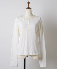 【GIUNON】henley neck scallop long-t / ヘンリーネックスカラップトップス