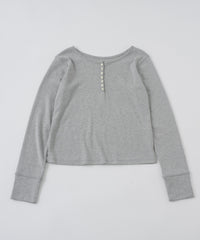 【GIUNON】henley neck scallop long-t / ヘンリーネックスカラップトップス
