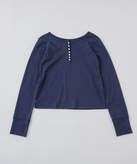 【GIUNON】henley neck scallop long-t / ヘンリーネックスカラップトップス
