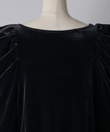 【予約10%OFF】レースカフスベロアギャザーパフスリーブTOPS