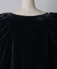【予約10%OFF】レースカフスベロアギャザーパフスリーブTOPS