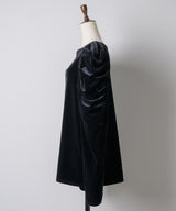 【予約10%OFF】レースカフスベロアギャザーパフスリーブTOPS