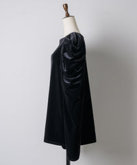 【予約10%OFF】レースカフスベロアギャザーパフスリーブTOPS