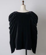 【予約10%OFF】レースカフスベロアギャザーパフスリーブTOPS