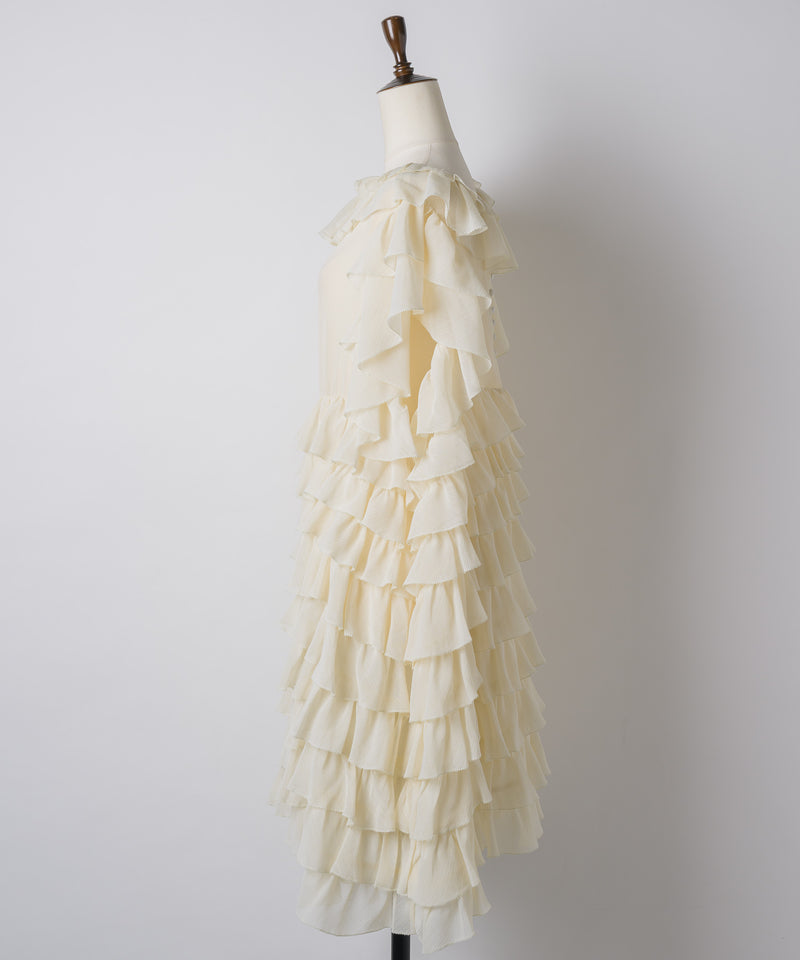 【Lam Balm】アンティークライクボリュームティアードワンピース