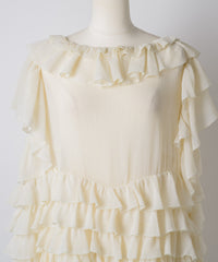 【Lam Balm】アンティークライクボリュームティアードワンピース