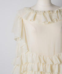 【Lam Balm】アンティークライクボリュームティアードワンピース