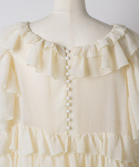 【Lam Balm】アンティークライクボリュームティアードワンピース