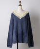 【GIUNON】2way border lace tops / 2way ボーダーレーストップス