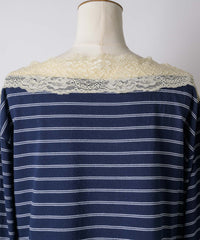 【GIUNON】2way border lace tops / 2way ボーダーレーストップス