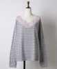 【GIUNON】2way border lace tops / 2way ボーダーレーストップス