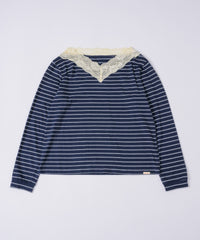 【GIUNON】2way border lace tops / 2way ボーダーレーストップス