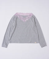 【GIUNON】2way border lace tops / 2way ボーダーレーストップス