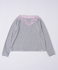 【GIUNON】2way border lace tops / 2way ボーダーレーストップス