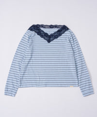 【GIUNON】2way border lace tops / 2way ボーダーレーストップス
