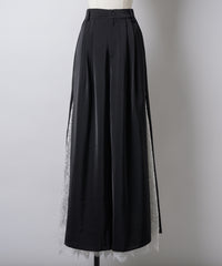 【再入荷予約】深スリットコンシール×レースデザインワイドパンツ