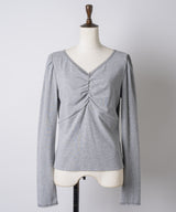 【GIUNON】shirring stretch lace long-t / シャーリングストレッチレースロンT