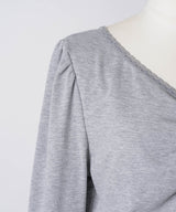 【GIUNON】shirring stretch lace long-t / シャーリングストレッチレースロンT