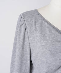 【GIUNON】shirring stretch lace long-t / シャーリングストレッチレースロンT