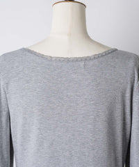 【GIUNON】shirring stretch lace long-t / シャーリングストレッチレースロンT
