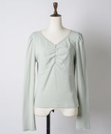 【GIUNON】shirring stretch lace long-t / シャーリングストレッチレースロンT