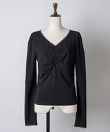 【GIUNON】shirring stretch lace long-t / シャーリングストレッチレースロンT