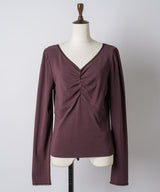 【GIUNON】shirring stretch lace long-t / シャーリングストレッチレースロンT