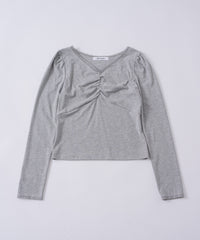 【GIUNON】shirring stretch lace long-t / シャーリングストレッチレースロンT